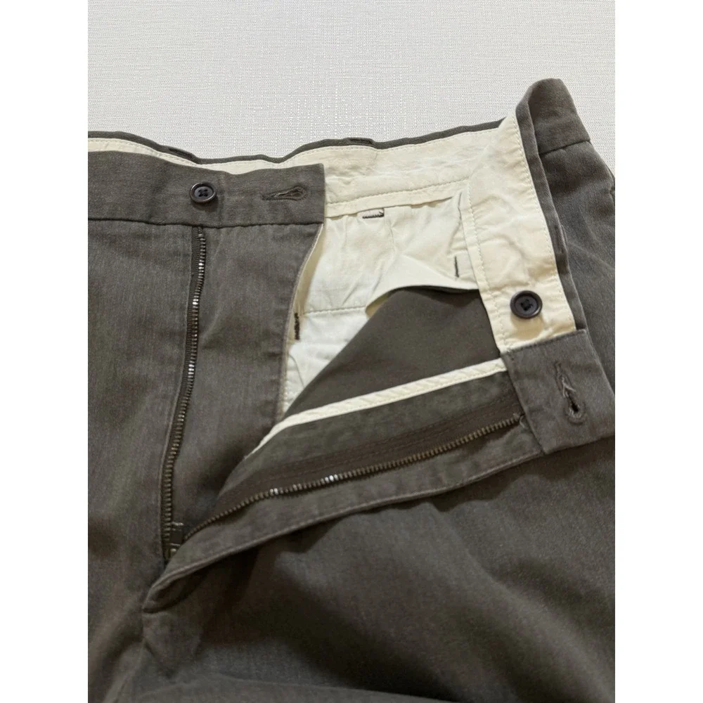 Brooks Brothers Elliot Mens 36x32 Brown Pleated Cuffed Stretch Chino Pants
